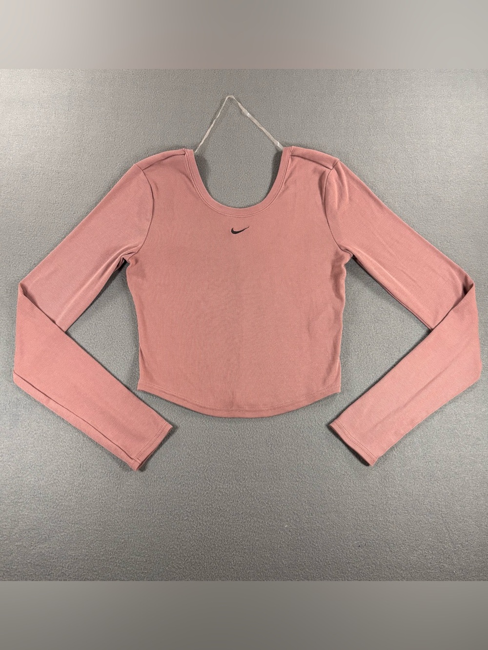 NIKE Sportswear Chill Knit Tight Scoop-Back Long-Sleeve Mini-Rib Top size Small